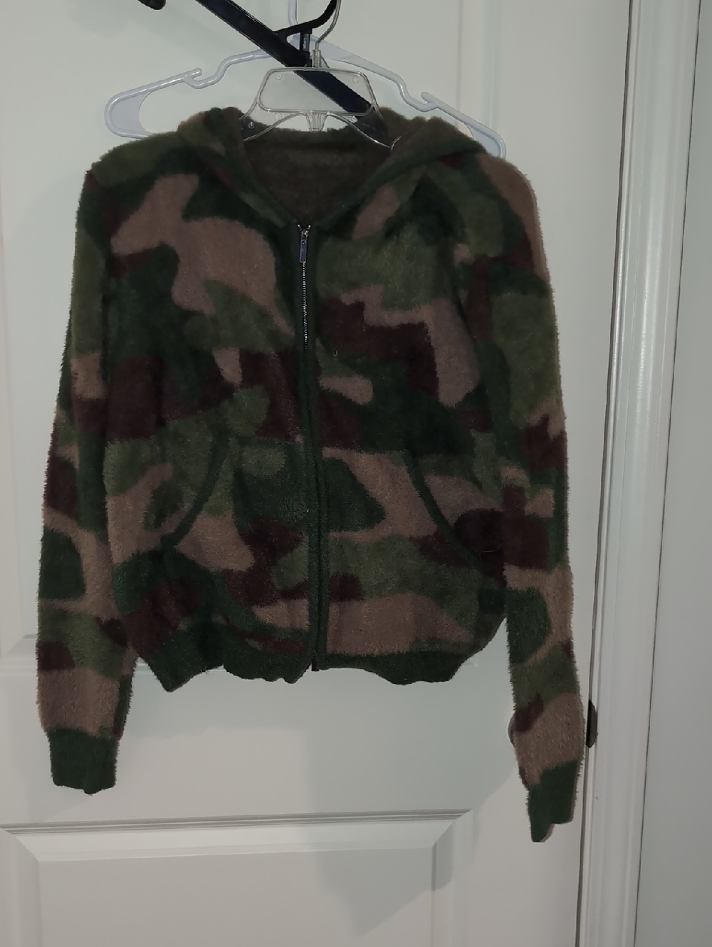 Camo Sweater With Up And Down Zippers